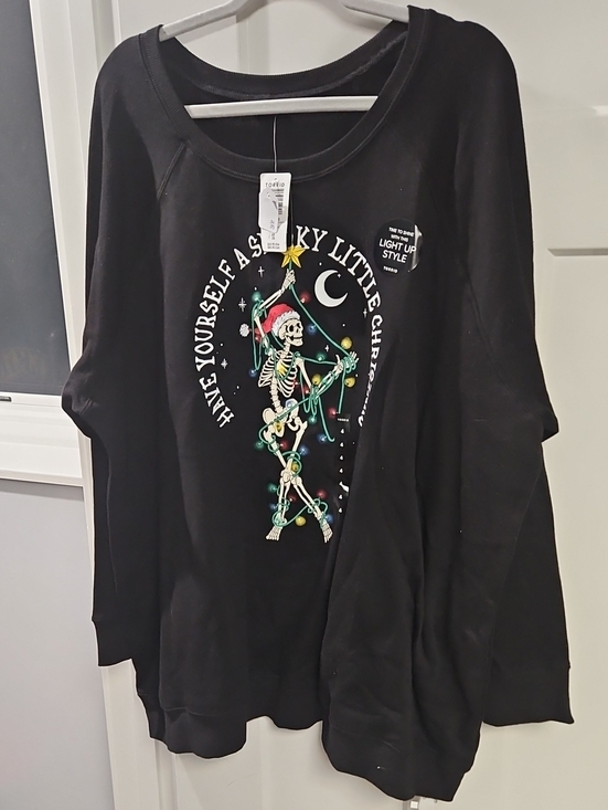 torrid Tops - torrid Black Kids Light-Up Skeleton Holiday Sweatshirt